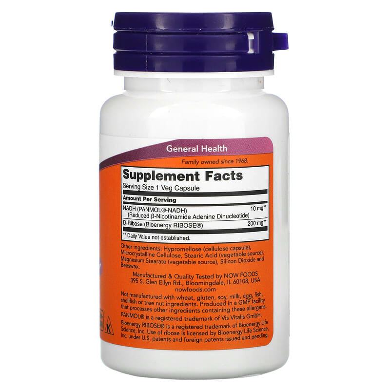 NOW Foods, NADH, 10 mg, 60 Veg Capsules 733739031037