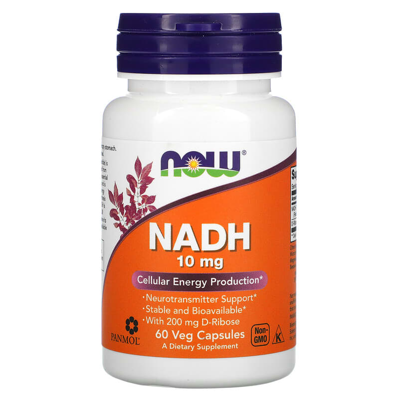 NOW Foods NADH 10 mg 60 Veg Capsules 733739031037