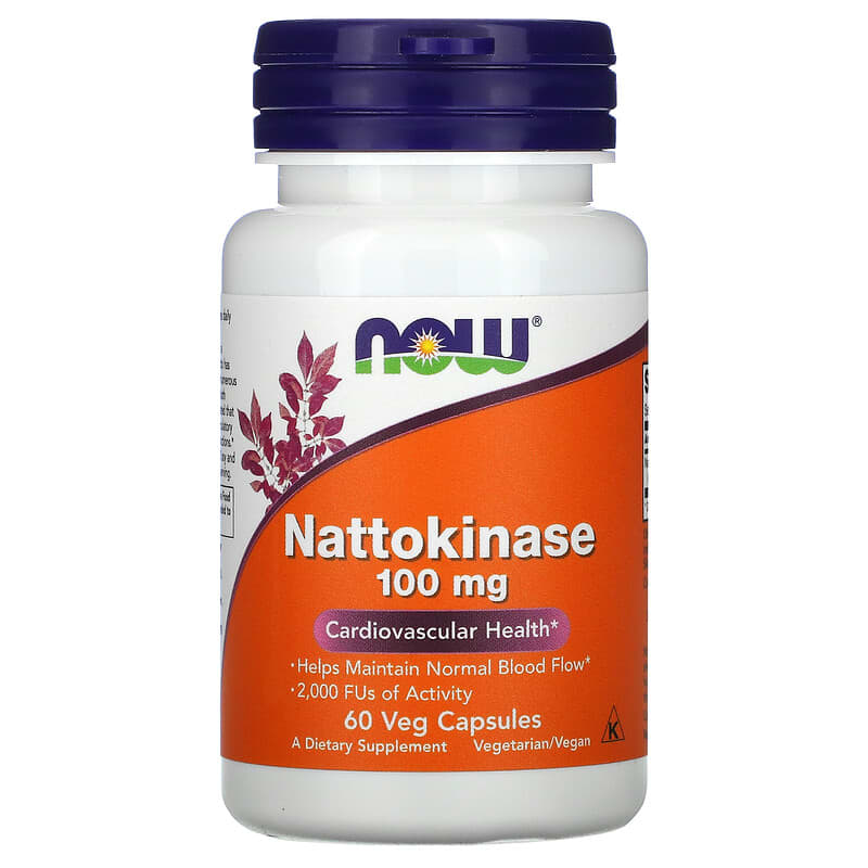 NOW Foods Nattokinase 100 mg 60 Veg Capsules 733739031402