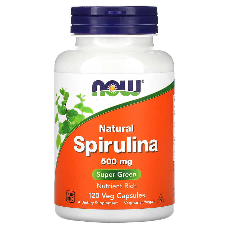 NOW Foods Natural Spirulina 500 mg 120 Veg Capsules 733739027023