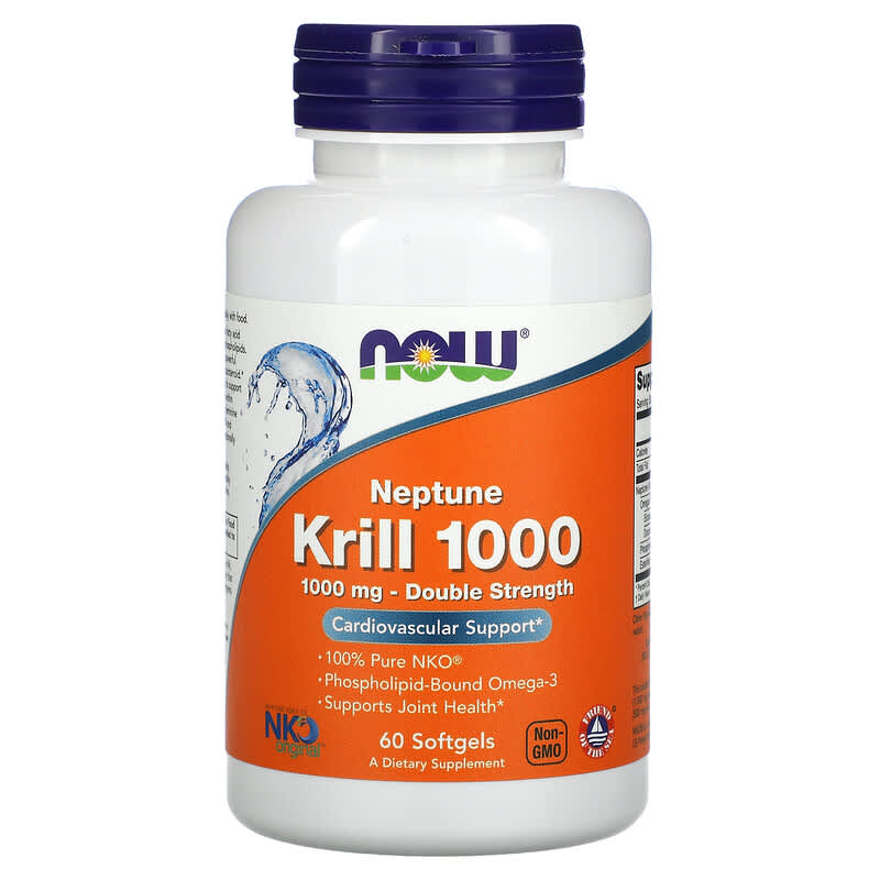NOW Foods Neptune Krill 1000 Double Strength 1,000 mg 60 Softgels 733739016270