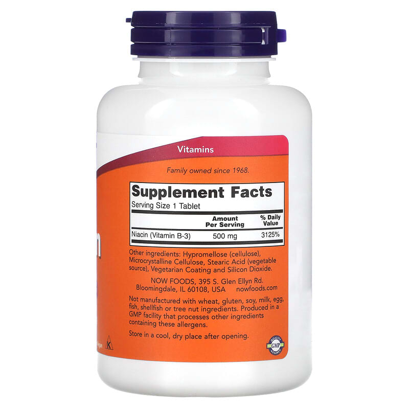 NOW Foods, Niacin, 500 mg, 250 Tablets 733739004826