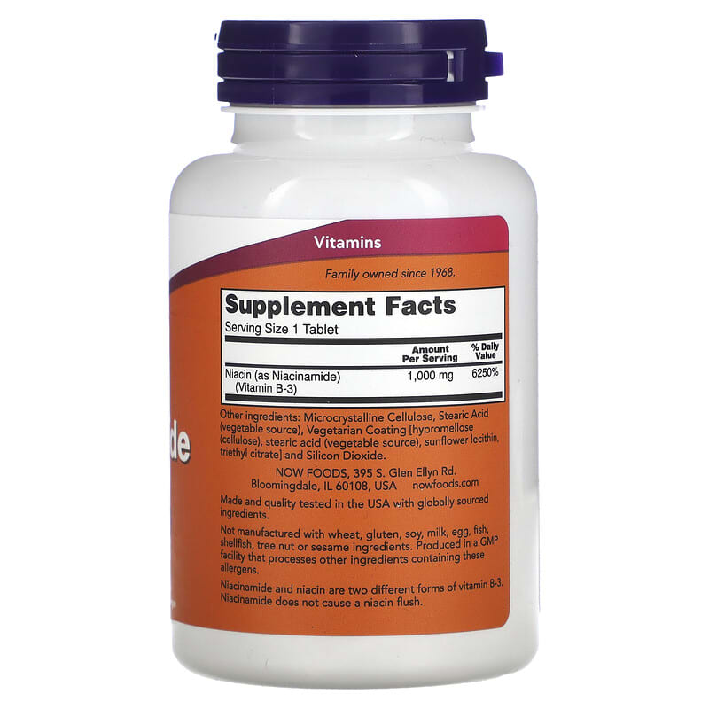 NOW Foods, Niacinamide, 1,000 mg, 90 Tablets 733739004512