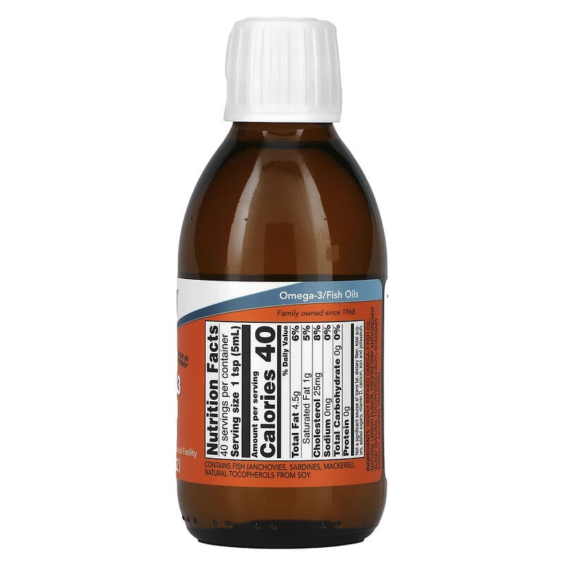 NOW Foods, Omega-3 Fish Oil, Lemon , 7 fl oz (200 ml) 733739016591