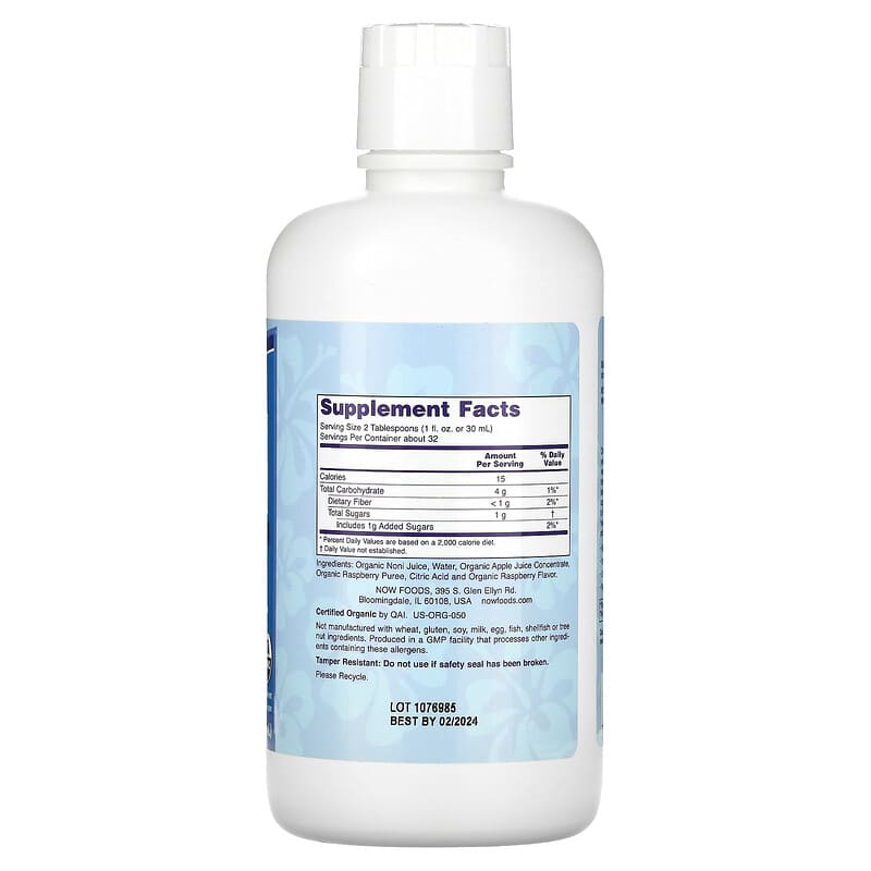 NOW Foods, Organic Noni, SuperFruit, 32 fl oz (946 ml) 733739048141