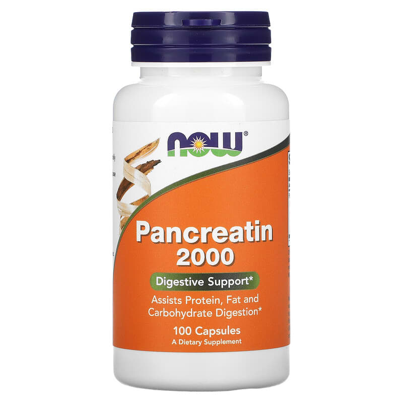 NOW Foods Pancreatin 2000 100 Capsules 733739029454