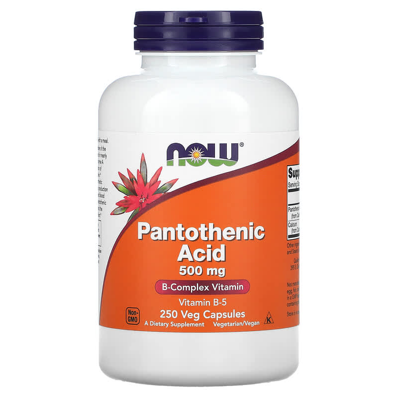 NOW Foods Pantothenic Acid 500 mg 250 Veg Capsules 733739004888