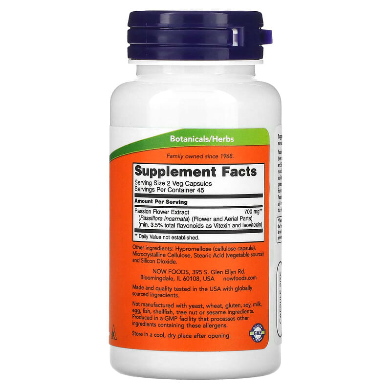 NOW Foods, Passion Flower, 350 mg, 90 Veg Capsules 733739047632