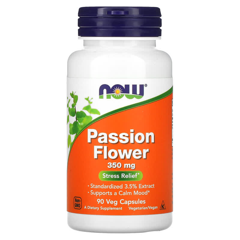 NOW Foods Passion Flower 350 mg 90 Veg Capsules 733739047632