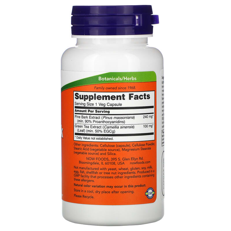 NOW Foods, Pine Bark Extract, 240 mg, 90 Veg Capsules 733739033642
