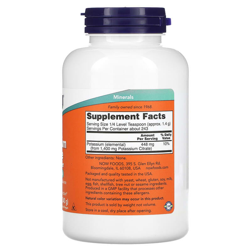 NOW Foods, Potassium Citrate Pure Powder, 12 oz (340 g) 733739014467