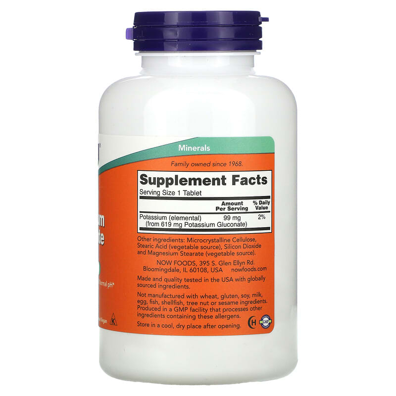 NOW Foods, Potassium Gluconate, 99 mg, 250 Tablets 733739014627