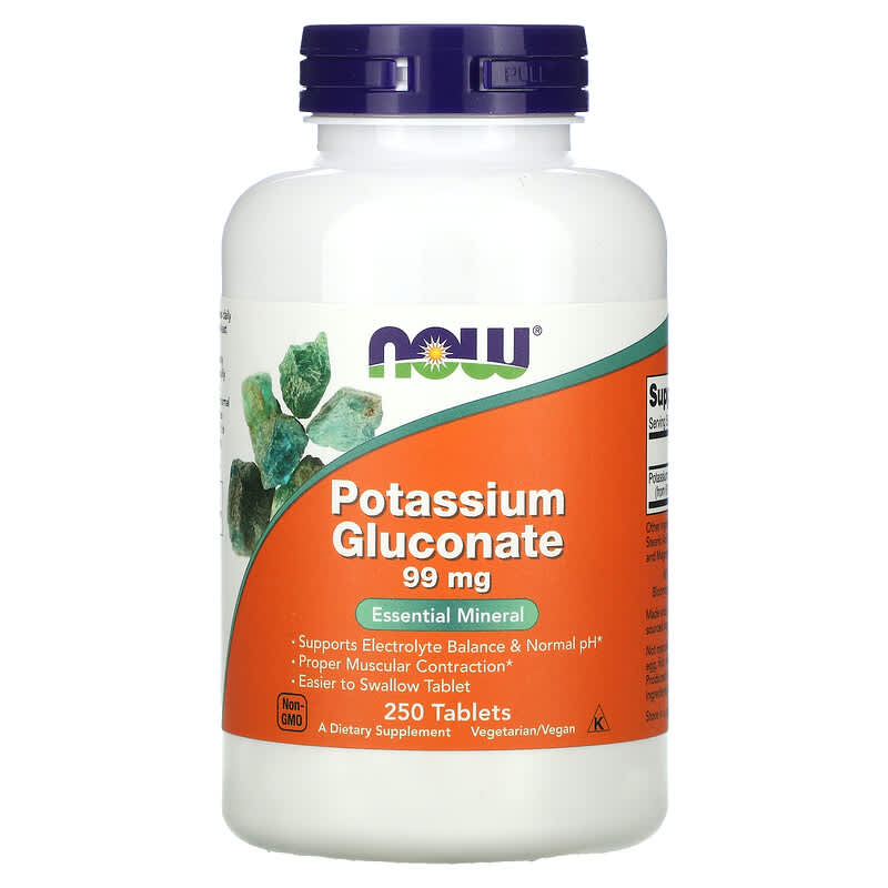 NOW Foods Potassium Gluconate 99 mg 250 Tablets 733739014627