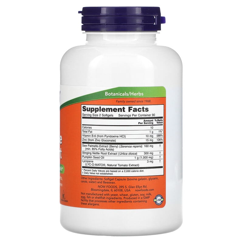 NOW Foods, Prostate Support, 180 Softgels 733739033413