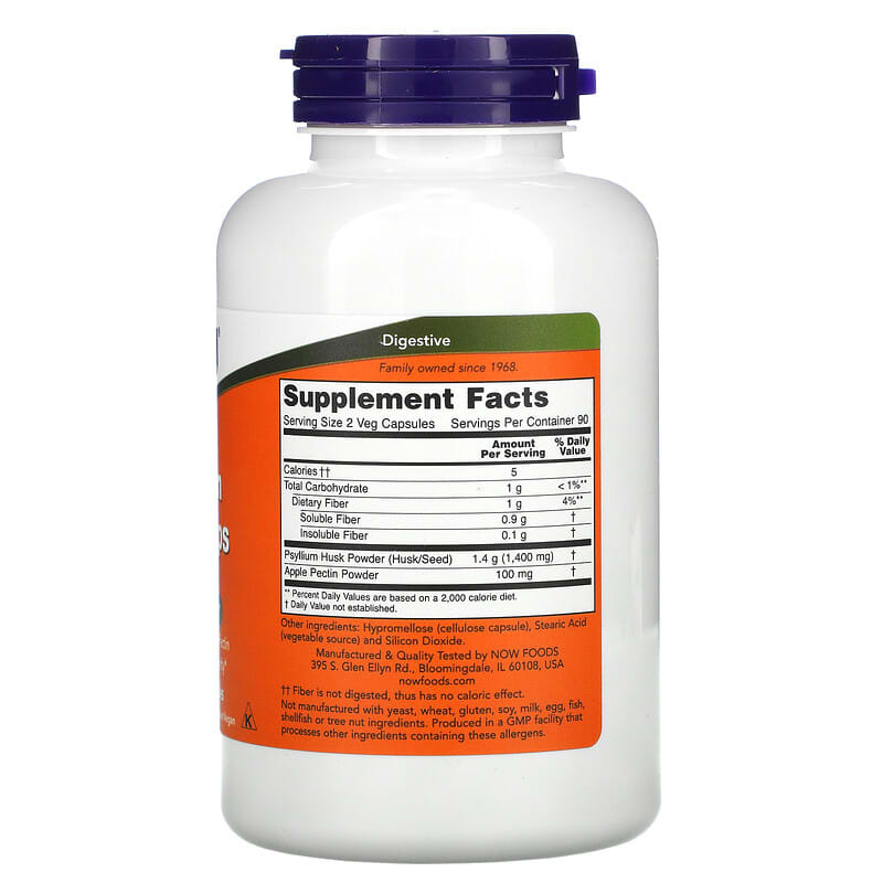 NOW Foods, Psyllium Husk Caps, 700 mg, 180 Veg Capsules 733739059734