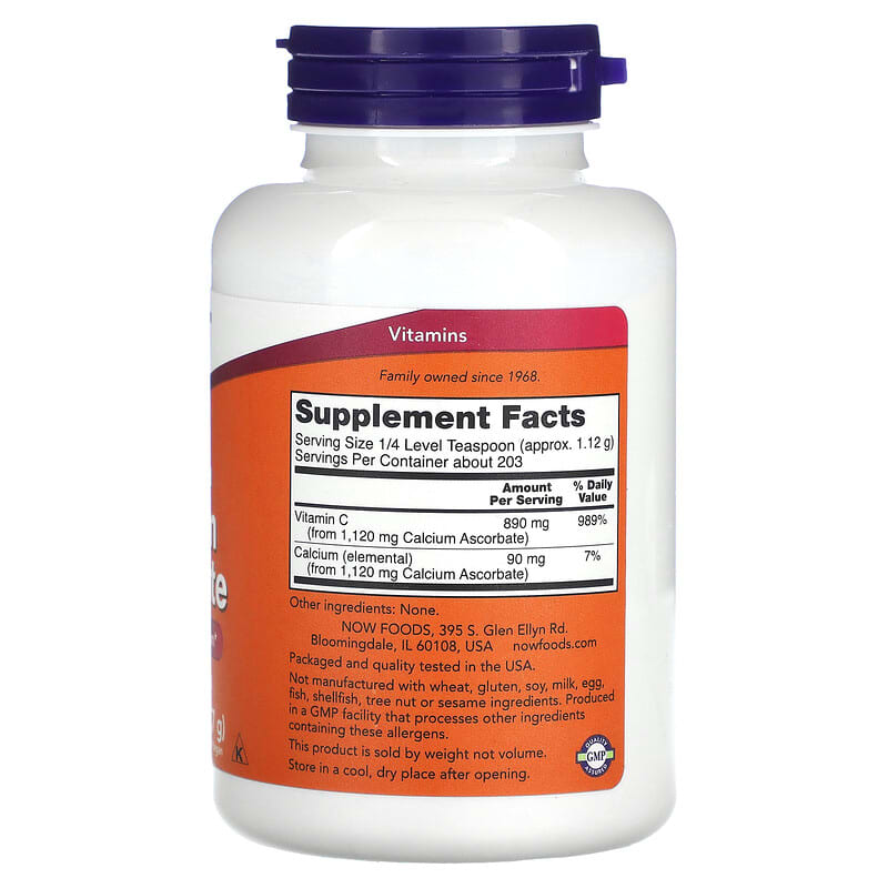 NOW Foods, Pure, Buffered Calcium Ascorbate, Vitamin C Powder, 8 oz (227 g) 733739007520