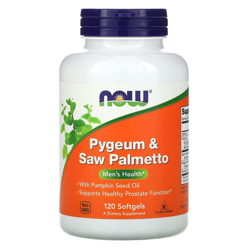 NOW Foods Pygeum & Saw Palmetto 120 Softgels 733739047298