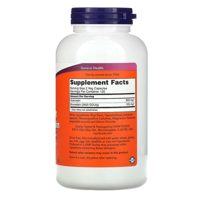 NOW Foods, Quercetin with Bromelain, 240 Veg Capsules 733739030719