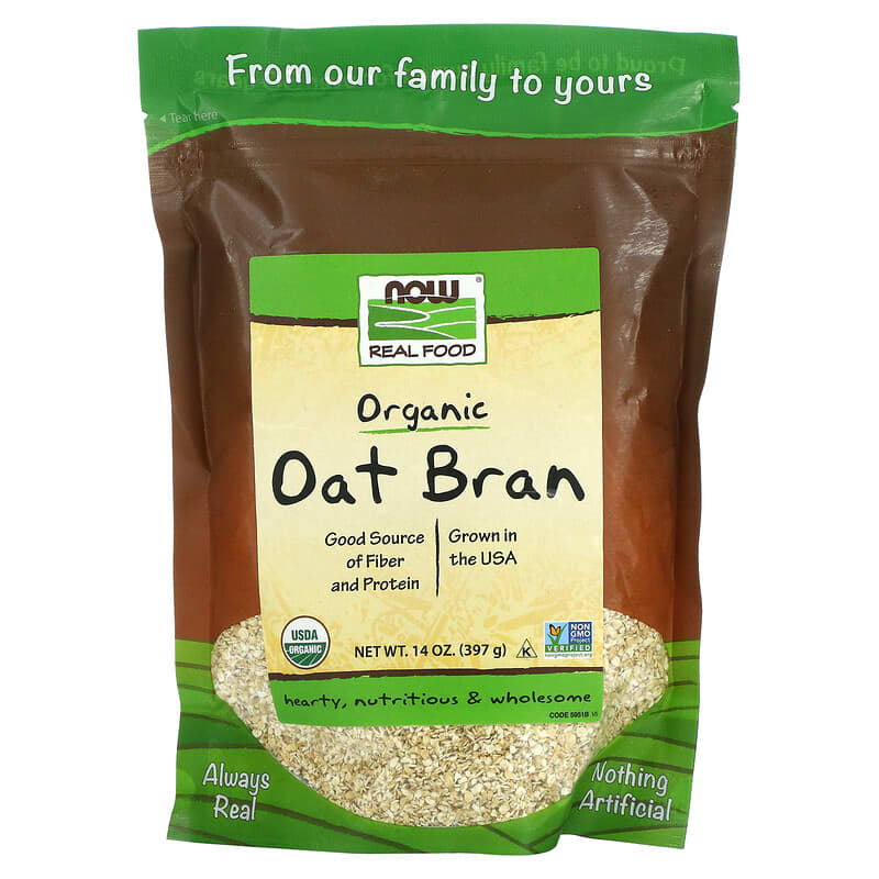 NOW Foods Real Food Organic Oat Bran 14 oz (397 g) 733739059512