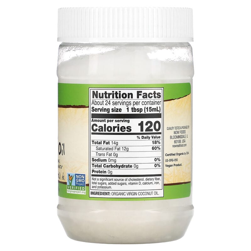 NOW Foods, Real Food, Organic Virgin Coconut Oil, 12 fl oz (355 ml) 733739017253