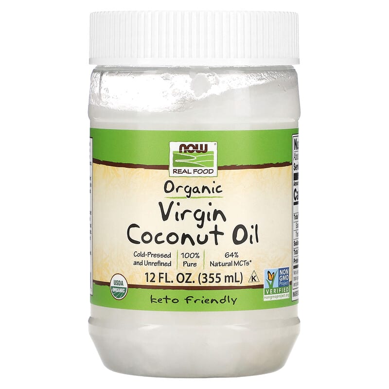 NOW Foods Real Food Organic Virgin Coconut Oil 12 fl oz (355 ml) 733739017253