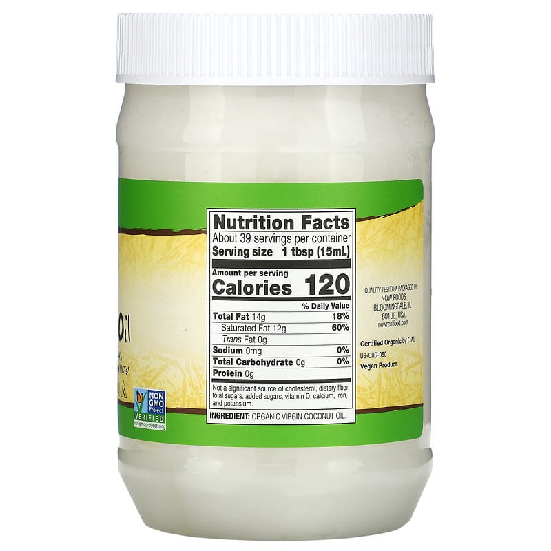 NOW Foods, Real Food, Organic Virgin Coconut Oil, 20 fl oz (591 ml) 733739017260