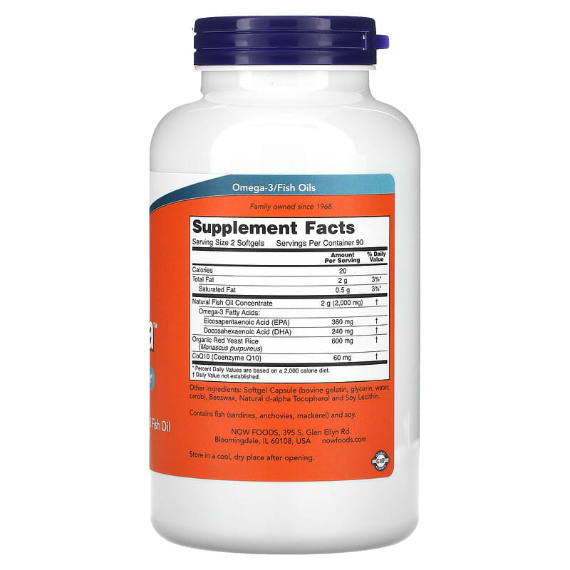 NOW Foods, Red Omega, Red Yeast Rice with CoQ10, 30 mg, 180 Softgels 733739016768