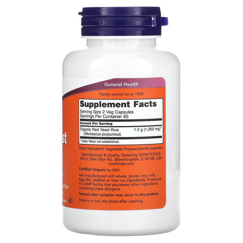 NOW Foods, Red Yeast Rice, 600 mg, 120 Veg Capsules 733739035011