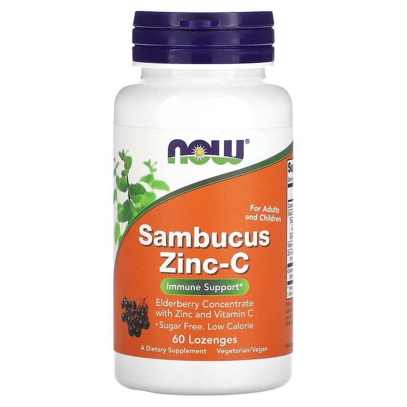 NOW Foods Sambucus Zinc-C 60 Lozenges 733739033840
