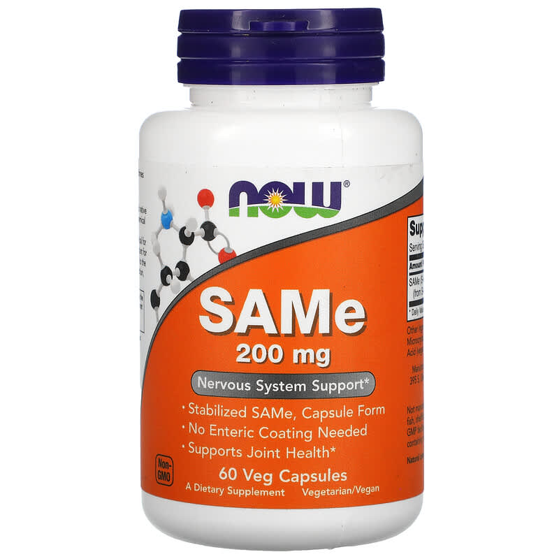 NOW Foods SAMe (Disulfate Tosylate) 200 mg 60 Veg Capsules 733739001276