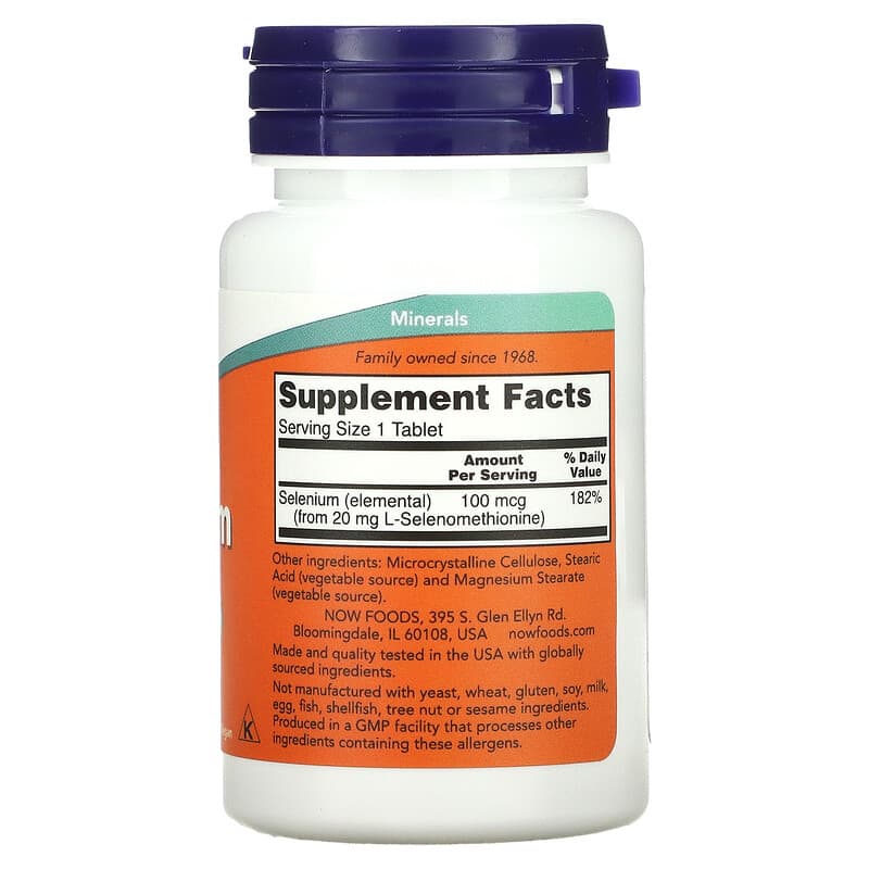 NOW Foods, Selenium, 100 mcg, 100 Tablets 733739014801
