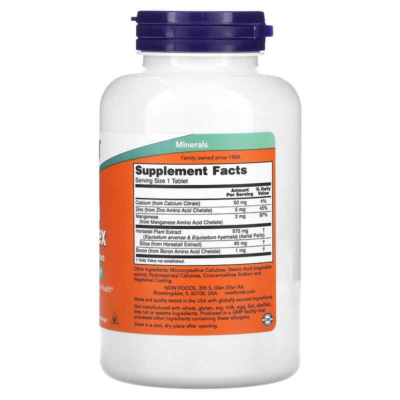 NOW Foods, Silica Complex with Horsetail Extract, 180 Tablets 733739014924