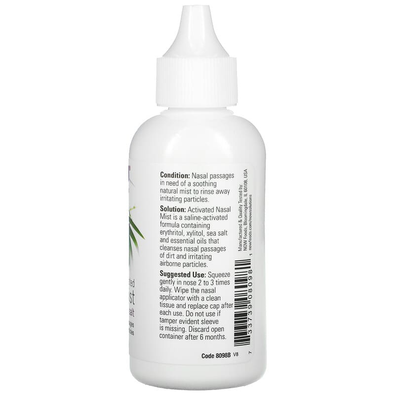 NOW Foods, Solutions, Activated Nasal Mist, 2 fl oz (59 ml) 733739080981