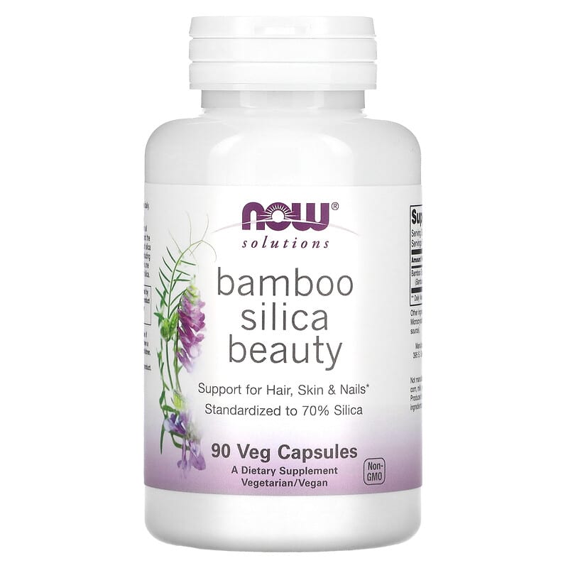NOW Foods Solutions Bamboo Silica Beauty 90 Veg Capsules 733739084040