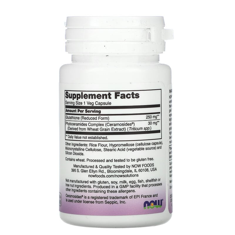NOW Foods, Solutions, Glutathione Skin Brightener, 30 Veg Capsules 733739033789
