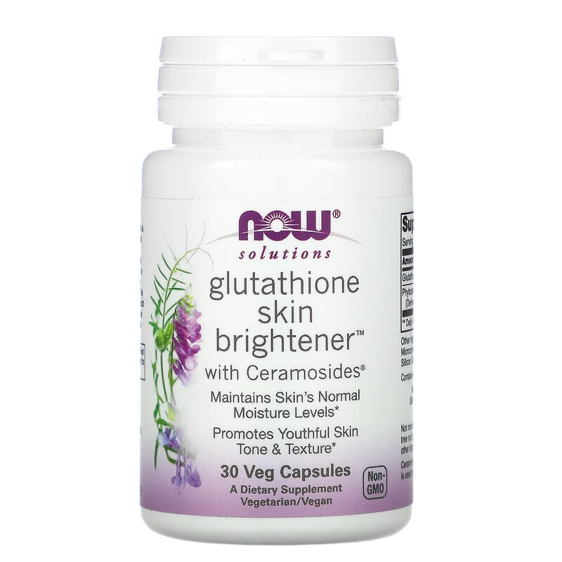 NOW Foods Solutions Glutathione Skin Brightener 30 Veg Capsules 733739033789