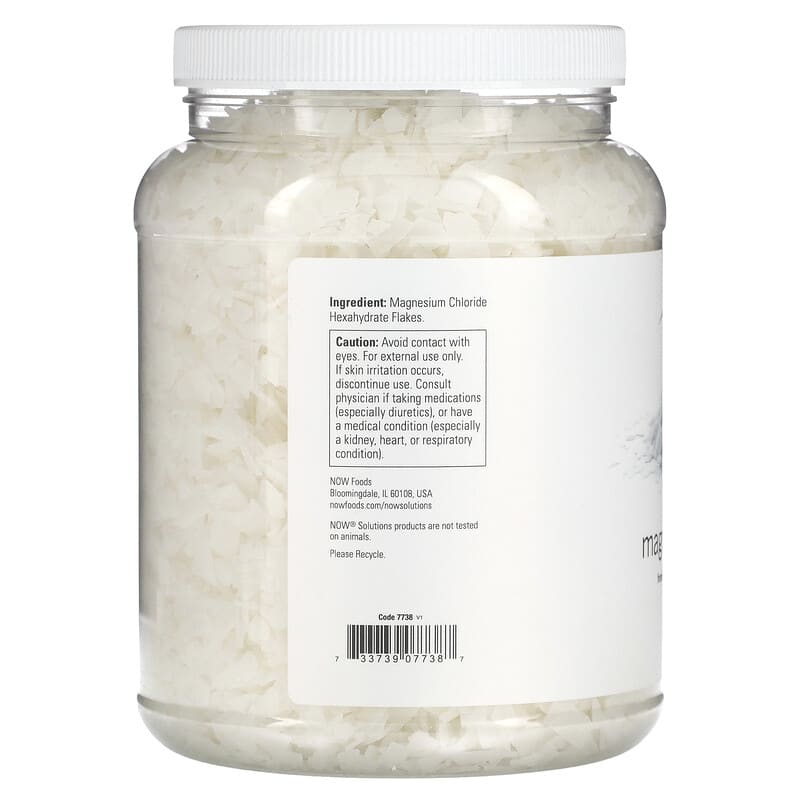 NOW Foods, Solutions, Magnesium Flakes, 100% Pure, 54 oz (1531 g) 733739077387