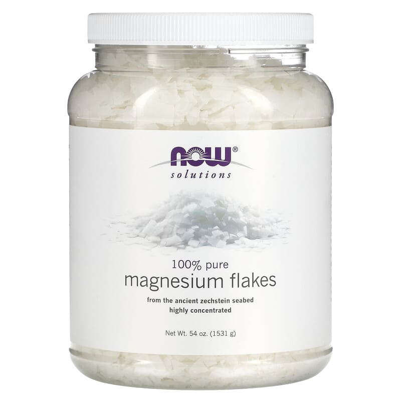 NOW Foods Solutions Magnesium Flakes 100% Pure 54 oz (1531 g) 733739077387