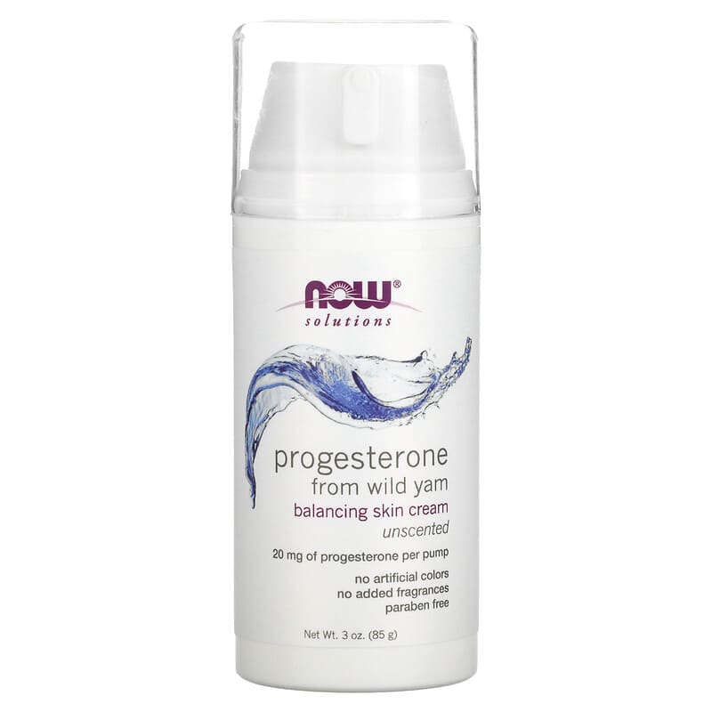NOW Foods Solutions Progesterone from Wild Yam Balancing Skin Cream Unscented 20 mg 3 oz (85 g) 733739033383