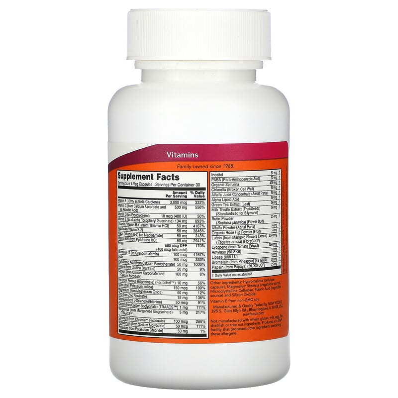 NOW Foods, Special Two, Multi Vitamin, 120 Veg Capsules 733739038685