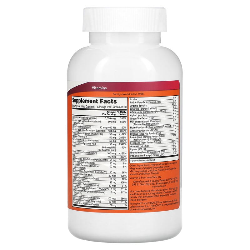 NOW Foods, Special Two, Multi Vitamin, 240 Veg Capsules 733739038692
