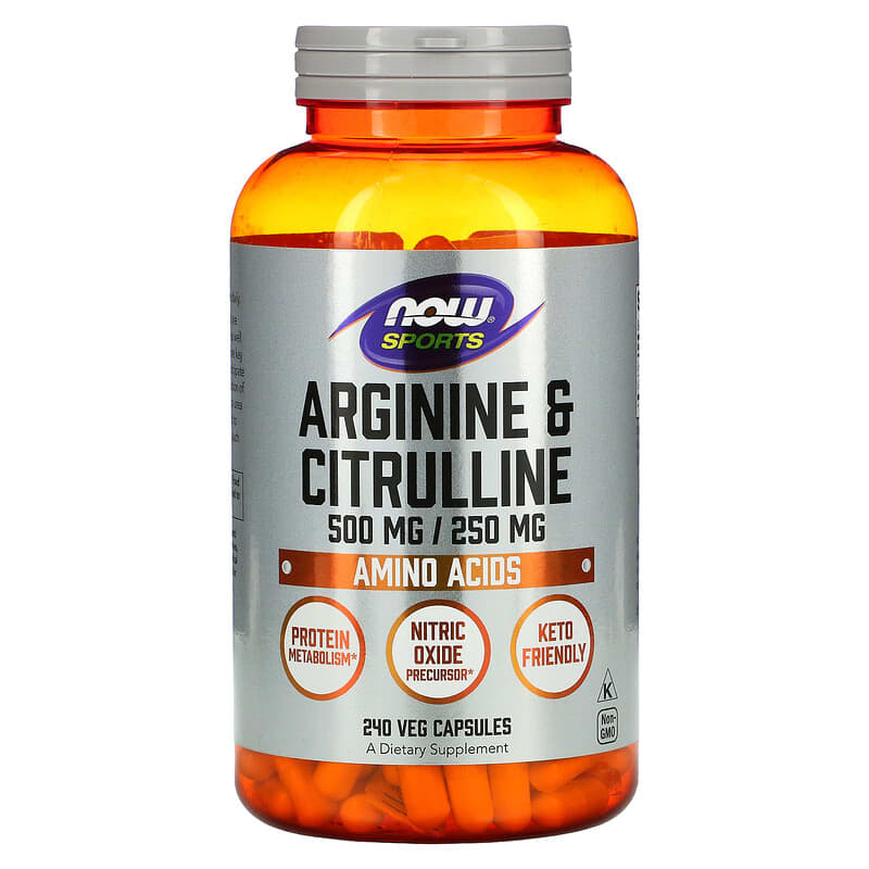 NOW Foods Sports Arginine & Citrulline 240 Veg Capsules 733739000385