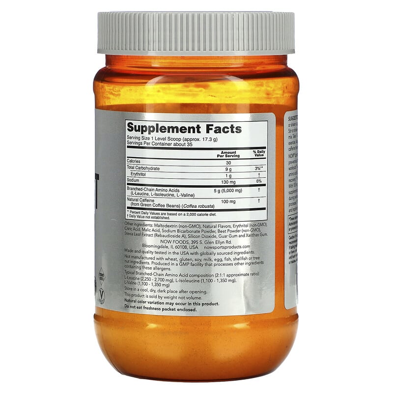 NOW Foods, Sports, BCAA Blast, Natural Raspberry, 21.16 oz (600 g) 733739002181