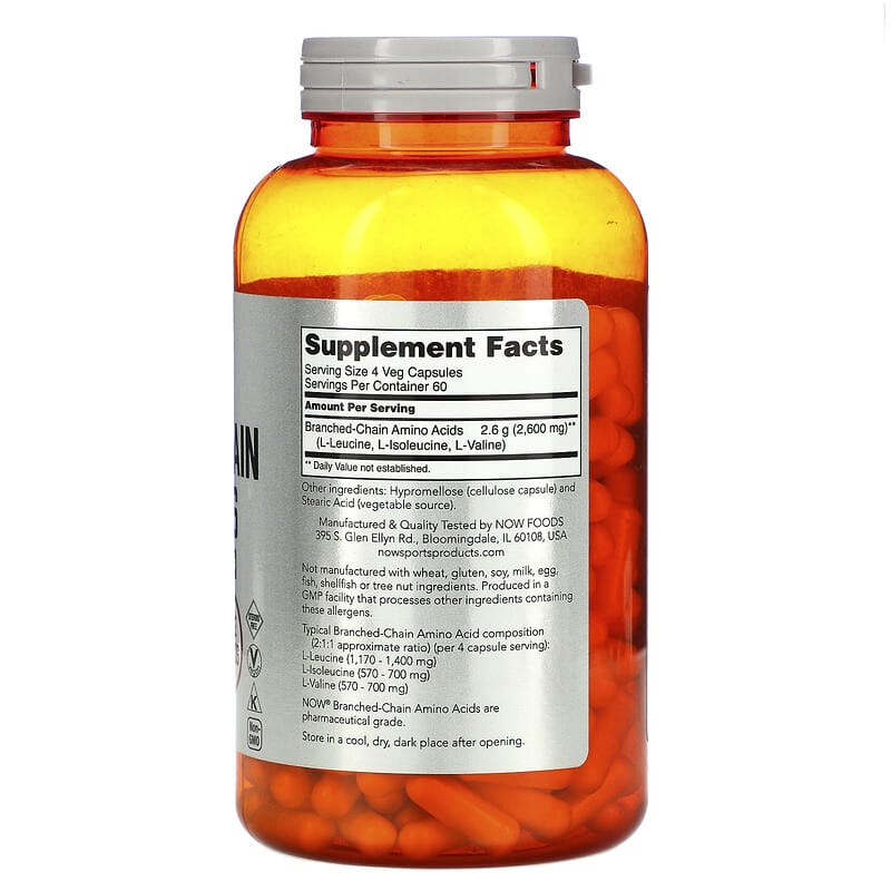 NOW Foods, Sports, Branched-Chain Amino Acids, 240 Capsules 733739000545