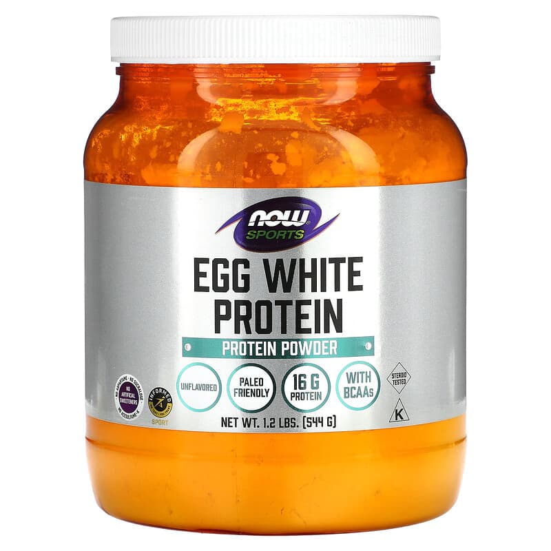 NOW Foods Sports Egg White Protein Protein Powder Unflavored 1.2 lbs (544 g) 733739020406