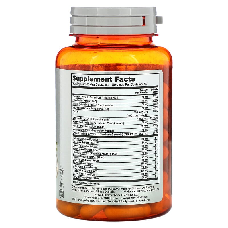 NOW Foods, Sports, Energy Extreme, 90 Veg Capsules 733739033529