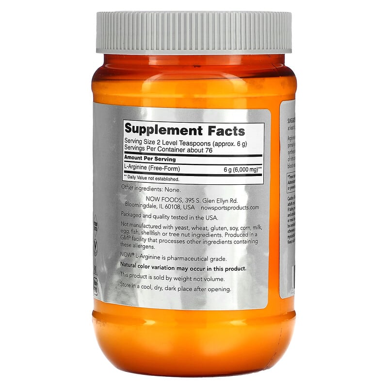 NOW Foods, Sports, L-Arginine Powder, 1 lb (454 g) 733739002105