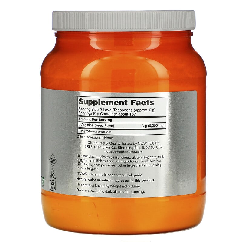 NOW Foods, Sports, L-Arginine Powder, 2.2 lbs (1 kg) 733739002112