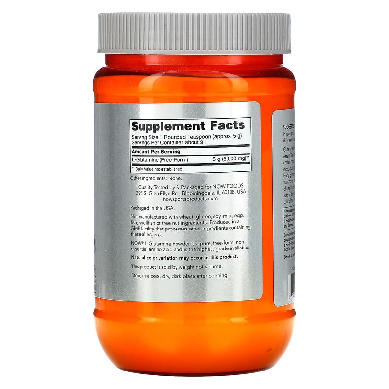 NOW Foods, Sports, L-Glutamine Powder, 1 lbs (454 g) 733739002211