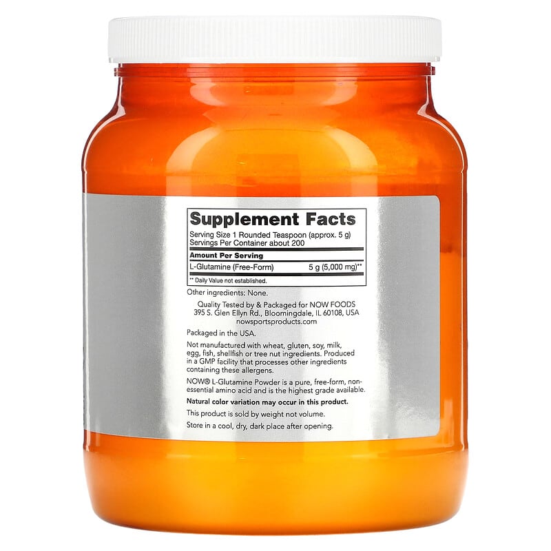 NOW Foods, Sports, L-Glutamine Powder, 2.2 lbs (1 kg) 733739002228